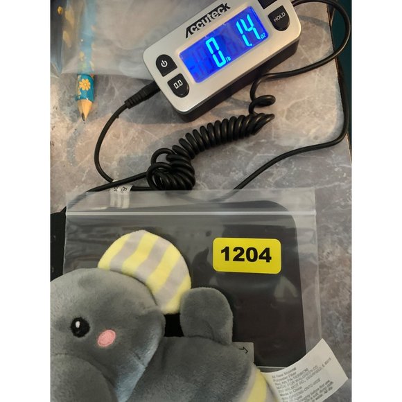 Walgreens 6 Inch Baby Rattle Elephant Yellow Striped Gray Minky - Picture 5 of 5